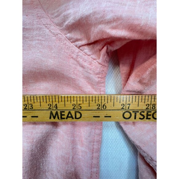 American Rag Mens Linen Blend Button Up Shirt Size XXL Peach Pocket Casual Retro - Picture 6 of 10